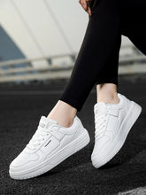 Sporty White Skate Shoes For Women, Letter Patch Decor Lace Up Sneakers